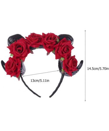 FRCOLOR Horn Flower Headband Headpiece Rose Flower Hair Hoop Headband Mexican Floral Headband Black Halloween Headband for Women Girls(Red) - Buy Online on GoSupps.com
