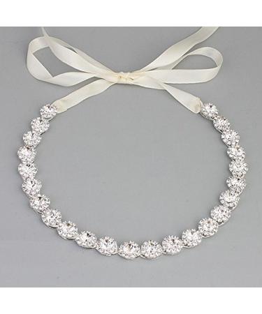 Oriamour Crystal Wedding Headband Bridal Headpiece Rhinestone Bridal Hair Accessories For Brides Flower Girl Bridesmaids Silver