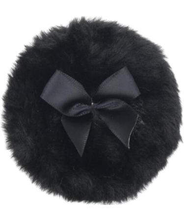 Furry Powder Puff Ultra Soft Round Face Body Powder Puff with Ribbon Bow | Makeup Puff Dry Makeup Tool Body Powder Applicator for Home Travel Black - Buy Online on GoSupps.com