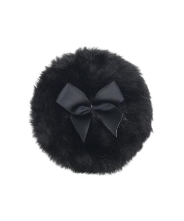 Furry Powder Puff | Ultra Soft Round Makeup Powder Puff with Ribbon Bow | Body Powder Applicator for Baby Kid Adult Makeup Tool for Home & Travel Black