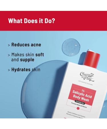 Che.mist at Play 1% Salicylic Acid Body Wash | Paraben & SLS Free | Exfoliating Shower Gel for Body Acne & Bumpy Skin - 236ml - Buy Online on GoSupps.com