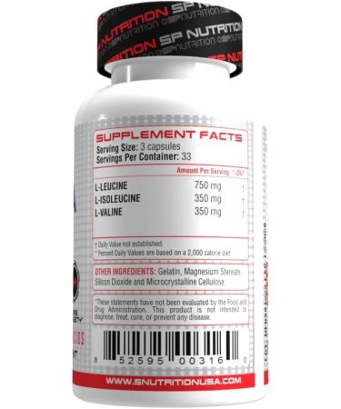SP Nutrition BCAA 2:1:1 Capsules 100 Count Branched Chain Amino Acids with L-Leucine L-Isoleucine L-Valine for Muscle Growth and Recovery - Buy Online on GoSupps.com