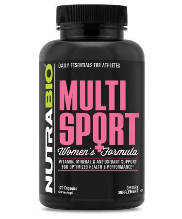 NutraBio Multisport for Women - Womens MultiVitamin - 33 Vitamins Minerals Micronutrients - Rich in Antioxidants - Supports Peak Athletic Performance Energy Metabolism (120 Vegetable Capsules)