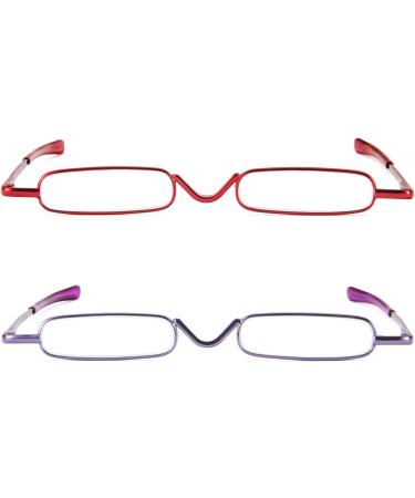 KoKoBin 2-Pack Mini Slim Reading Glasses +3.0 | Unisex Spring Hinge Metal Visual Aid with Case - International Shipping - Buy Online on GoSupps.com