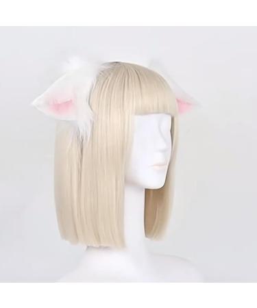 amangul Cat Foxes Faux Furs Ears Headband Cute Halloween Fancy Dress Cosplay Costume Handmade Animal Furry Ears Hair Hoop Women(White Pink) - Buy Online on GoSupps.com
