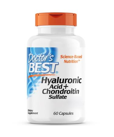Doctor's Best Hyaluronic Acid with Chondroitin Sulfate and Collagen 60 Capsules Laboratory Tested Gluten Free Soy Free