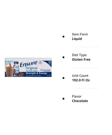 Ensure Original Nutrition Shake Milk Chocolate 8 Fl Oz - Pack of 24 | 192 Fl Oz Total - Buy Online on GoSupps.com