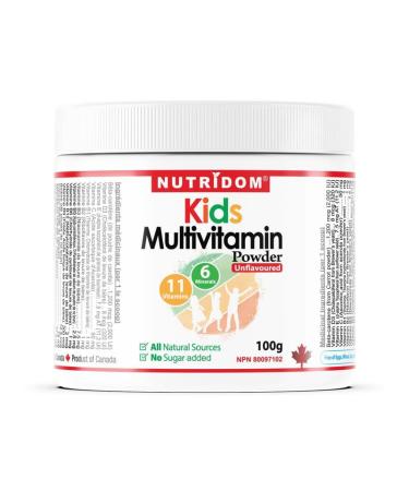 Nutridom Complete Kids Multivitamin Powder - 100g All-Natural Non-GMO Sugar-Free Vegan Vegetarian - with Vitamins A B Complex C D3 Magnesium Calcium Biotin and More for Optimal Child Health and Wellness.