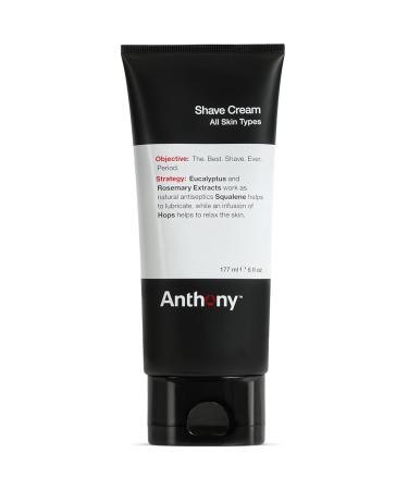 Anthony Shaving Cream Mens Sensitive Skin: Squalane, Eucalyptus, Spearmint and Rosemary Extracts, Help Soothe, Refresh, Cool, and Condition Your Skin for Shave 6 Fl Oz 6 Fl Oz (Pack of 1)