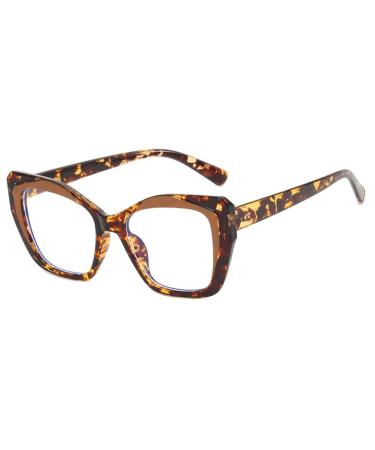 laureles Fashion Floral Leopard Women Reading Glasses Blue Light Blocking Cat Readers Computer Eyewear Frame Leopard 1.5 x