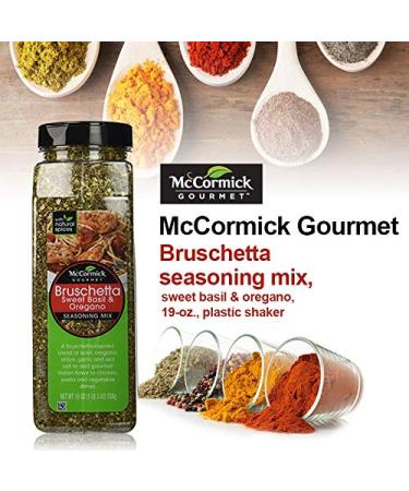 McCormick Gourmet Bruschetta Seasoning Mix Sweet Basil & Oregano 19 oz (Pack of 2) - Premium Quality Blend for Delicious Bruschetta Toppings - Buy Online on GoSupps.com