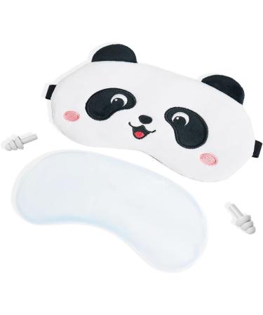 Cute Panda Plush Kids Sleep Mask with Ice Bags and Ear Buds | Soft Blindfold for Girls, Boys, Men, Women | Relaxing Eye Cover and Eyeshade (Medium) - Buy Online on GoSupps.com