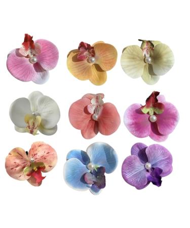 9 Pcs Orchids Hair Clamps Secure Grip Floral Hairpis Fashion Accessory Craft Supplies for All Ages and Occasions