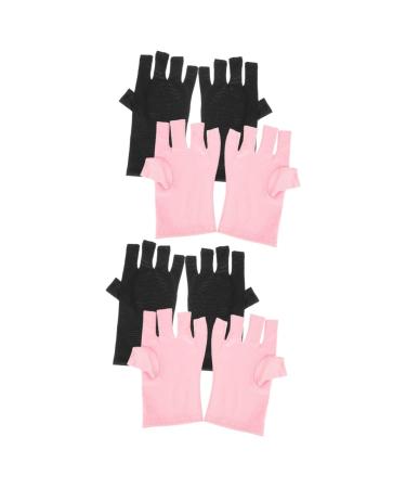 Healeved 4 Pairs Nail Gloves Nail Art Protective Gloves Nail Art Supplies Cotton Gloves for Manicures Nail Art Hand Cover Nail Art Tools Salon Gloves Fingerless Nail Supplies Polyester
