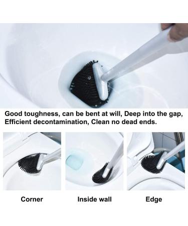 Sellemer Flexible Toilet Brush and Holder Set - Silicone Bristles, Compact Design, Ventilation Slots Base - Silver (1 Pack) - Buy Online on GoSupps.com