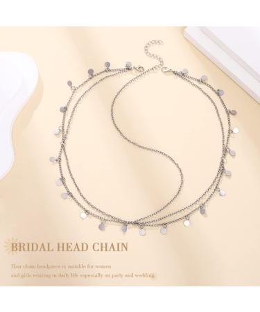 Runmi Boho Headchains Sequins Tassels Headpiece Bridal Hair Piece Wedding Hair Accessories for Women and Girls silver - Buy Online on GoSupps.com