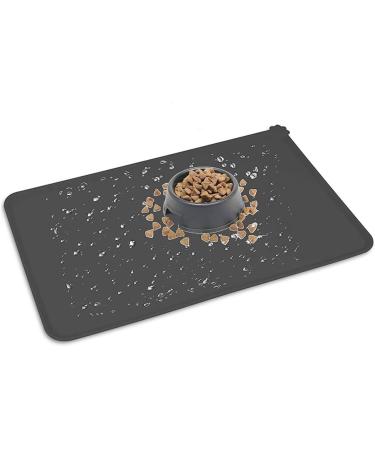 Lessmon Dog Cat Feeding Mat | Silicone Waterproof Pet Food Mat - Black | Durable & Easy to Clean - Buy Online on GoSupps.com