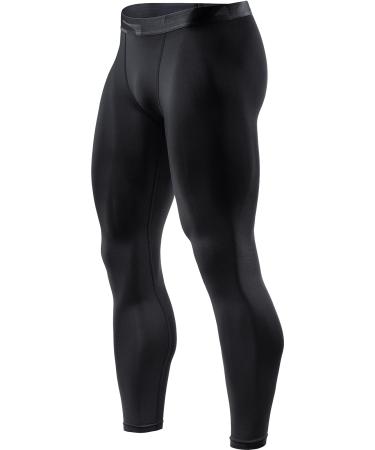TSLA 1, 2 or 3 Pack Men's Compression Pants, Cool Dry Athletic Workout Running Tights Leggings with Pocket/Non-Pocket Hyper Control Pants Black Large