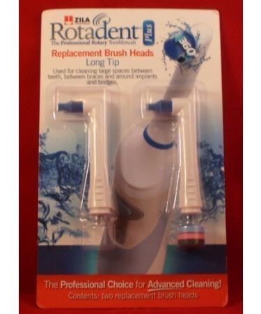Rotadent Plus Long-Tip Replacement Brush Heads Pack of 2 (Fits the Rotadent Plus Brush Base only)