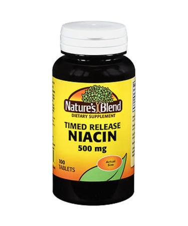 Nature's Blend Niacin Timed Release Tablets 500 mg 100 Ct (2 Pack)