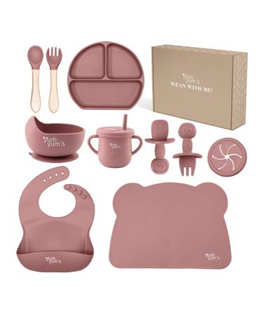 Yum Yum's Baby Weaning Set Silicone Baby Feeding Set of 10 with Suction Bowl Spoon Fork & Cup | Weaning Set Suction Bowl and Baby Plate Baby Feeding Set Suction Plate Baby Gifts & Presents Pink - Buy Online on GoSupps.com
