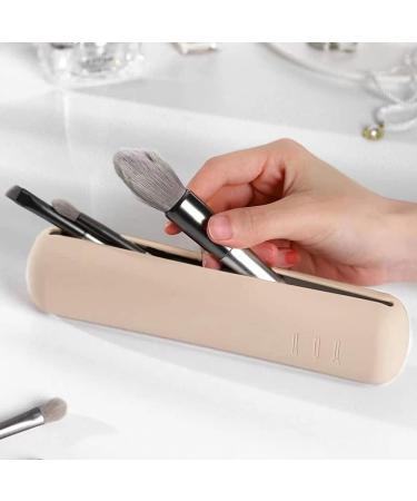 Silicone Travel Makeup Brush Holder - Portable & Dustproof Organizer for Makeup Brushes - Pink - Buy Online on GoSupps.com
