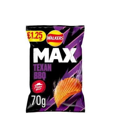 Walkers Max Crisps Snacks 15 x 70g Bags (Texas BBQ) Barbecue