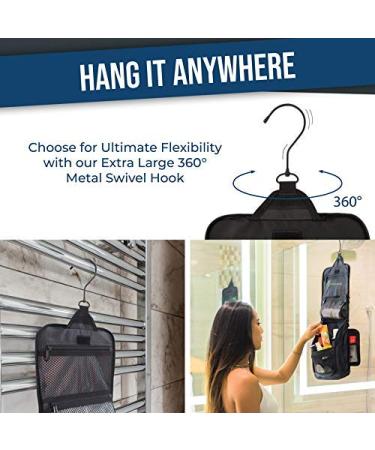 Large Hanging Travel Toiletry Bag for Men and Women - 10 Compartment Organizer with YKK Zippers, XXL Metal Swivel Hook - Water-Resistant Nylon in Black - Buy Online on GoSupps.com