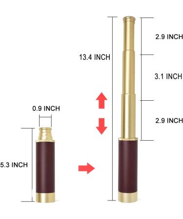 NewDoar Vintage Pirate Telescope 25x30 Zoomable Monocular - Waterproof Aluminum Alloy Brass Optics for Travel, Navigation, Sailing, and Games - Gold - Buy Online on GoSupps.com