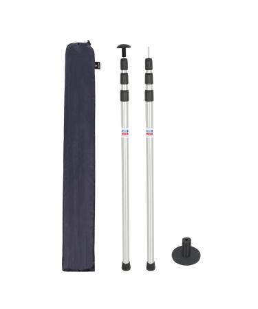 REDCAMP Aluminum Tarp Poles Heavy Duty and Adjustable, Set of 2, 35''-90''/75''-86" Telescoping Lightweight Tent Poles for Tarp Silver Adjustable - 3 Section