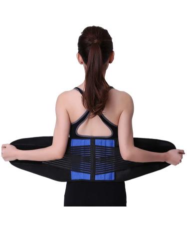 Sport-medical adjustable back support back pain belt inflatable lumbar support for pain relief in the lower back decompression belt spine traction device (color: Schl/Large black