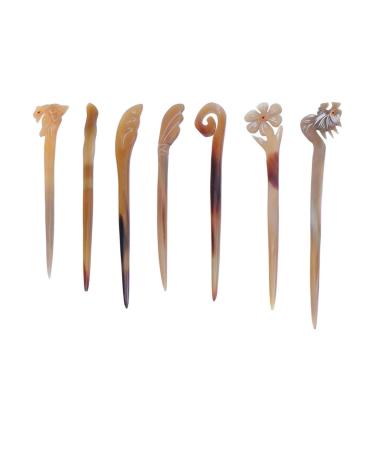 Minkissy Vintage Hair Sticks Handmade Cow Horn Chinese Japanese Chopsticks Hair Sticks