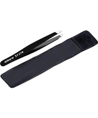 Professional Stainless Steel Slant Eyebrow Tweezer - Precision Hair Remover for Women and Men - Perfect for Eyebrows, Facial Hairs, Chin - New Style Brow Shaping Tool - Black - Buy Online on GoSupps.com