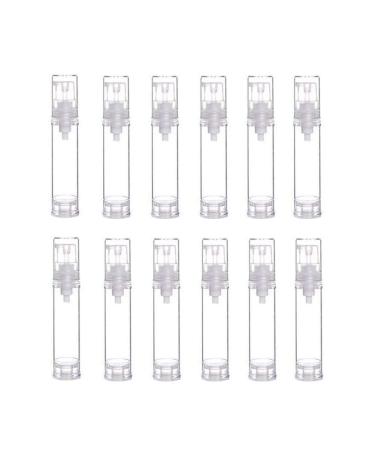 12Pcs Portable Empty Refillable Clear Plastic Airless Vacuum Pump Bottle Cosmetic Make-up Cream Lotion Sample Packing Toiletries Liquid Storage Container Vial Jars(10ml/0.34oz) 10ml/0.34 Ounce