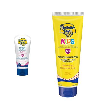 Banana Boat Simply Protect Baby Sunscreen Lotion SPF 50+ & Banana Boat Kids Tear Free Sunscreen Lotion Broad Spectrum SPF 60 240mL