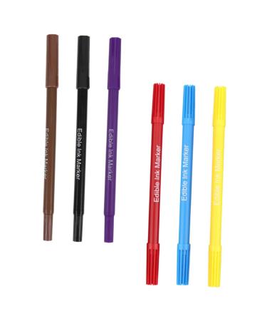 GRIRIW 6pcs Biscuits Decor Cake Boxes Edible Pens for Cookie Edible Markers Dual Tip Markers Plastic