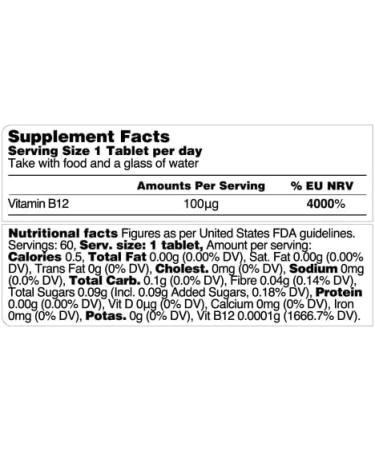 Vegetology Vitamin B12 Sublingual 100mcg Tablets | 60-Day Supply | Vegan & Cruelty-Free | Energy & Brain Function Support - Buy Online on GoSupps.com