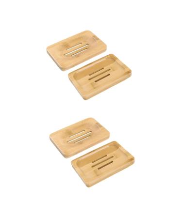 Ciieeo 4 Pcs Wooden Soap Dish Wooden Soap Rack Soap Sink Drying Holder Soap Placing Rack Soap Stand Rectangular Wood Soap Dish Wooden Soap Case Natural Wood Soap Drainer Bamboo Soap Tray