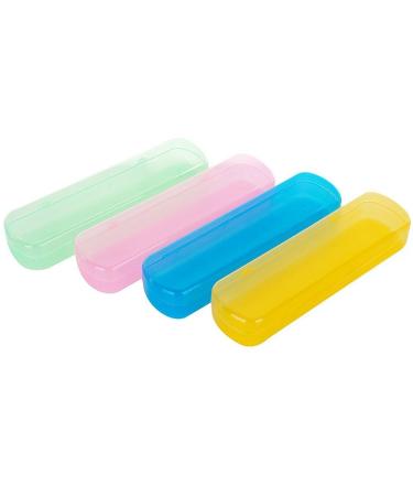 Upstore 4 x storage container for toothpaste and toothbrushes breathable dustproof plastic with a hinged lid random color selection random color selection.