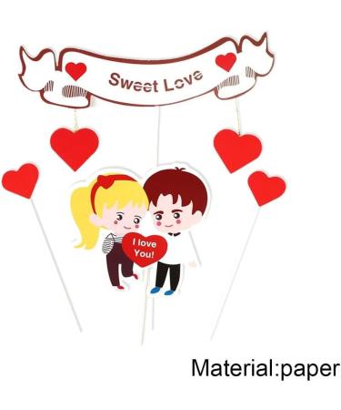 Cartoon Lover Couple Cake Toppers Valentines Day Wedding Party Decorations Cupcake Decors Hearts Engagement Gifts Decor Style1 - Buy Online on GoSupps.com