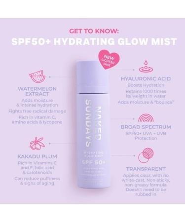 Naked Sundays SPF 50+ Hydrating Glow Mist | Hydrating Sunscreen Spray for All Skin Types | Shop Internationally - Buy Online on GoSupps.com