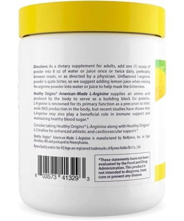 Healthy Origins - L-Arginine (American-Made Non-GMO Gluten Free Muscle Support) 10.6 Ounce - Buy Online on GoSupps.com