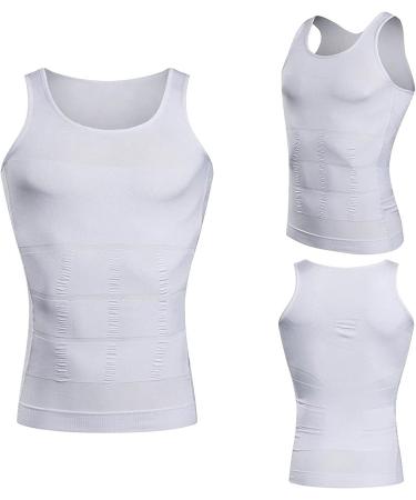 Men's Mistirik Compression Shirt - Slimming Body Shaper Vest - White XL - Buy Online on GoSupps.com