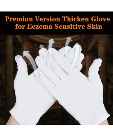 White Cotton Gloves 24 Pack - Washable Spa Moisturizing Gloves for Eczema & Sleeping - One Size Fits Most - Buy Online on GoSupps.com