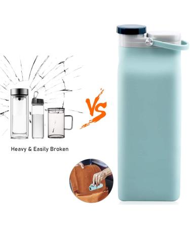 E-Senior Collapsible Water Bottle BPA Free 20oz - Foldable Sports Bottle, Triple Leak Proof, Lightweight for Travel (Blue) - Buy Online on GoSupps.com