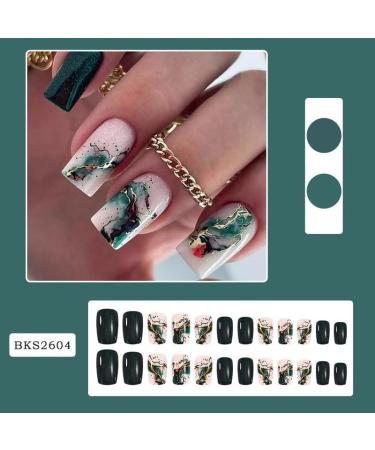 24Pcs Press on Nails Short Square Fake Nails Acrylic Square False Nails Summer Reusable Blooming Artificial Nails for Women and Girls - Buy Online on GoSupps.com