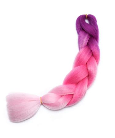 Tess Braids Extensions Ombre 60 cm - 3 Pack Jumbo Kanecalon Hair for Box Braids - 100g Pink Ombre Hair Extensions - Buy Online on GoSupps.com