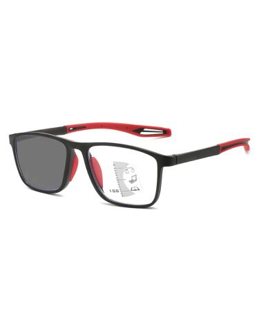 Photochromic Multifocus Reading Glasses Anti Blue Light computer Readers TR90 Flexible Sports Style Sunglasses(Couleur:Red Grandeur:1.5x)