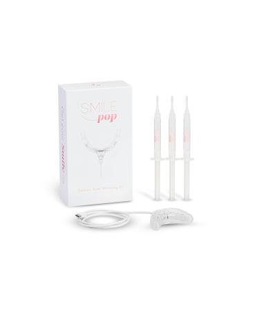 Smile Pop Premium Teeth Whitening Kit with LED Light - 1 Mouthpiece with LED Light Accelerator with 3 Carbamide Peroxide 44% 3ml Teeth Whitening Gel Syringes 18 Uses Per Kit Helps to Remove Stains