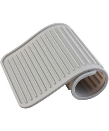 mDesign Small Square Pet Food and Water Bowl Mat - Waterproof Non-Slip Silicone Placemat for Dogs and Cats - Durable and Food Safe - Gray Linelle Collection - Buy Online on GoSupps.com